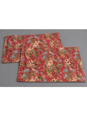 CHAPS Home Set of 2 King Size Pillow Shams Summerton Red Floral/Plaid Print